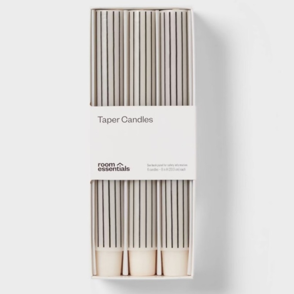 Room Essentials Striped Black and White Taper Candles